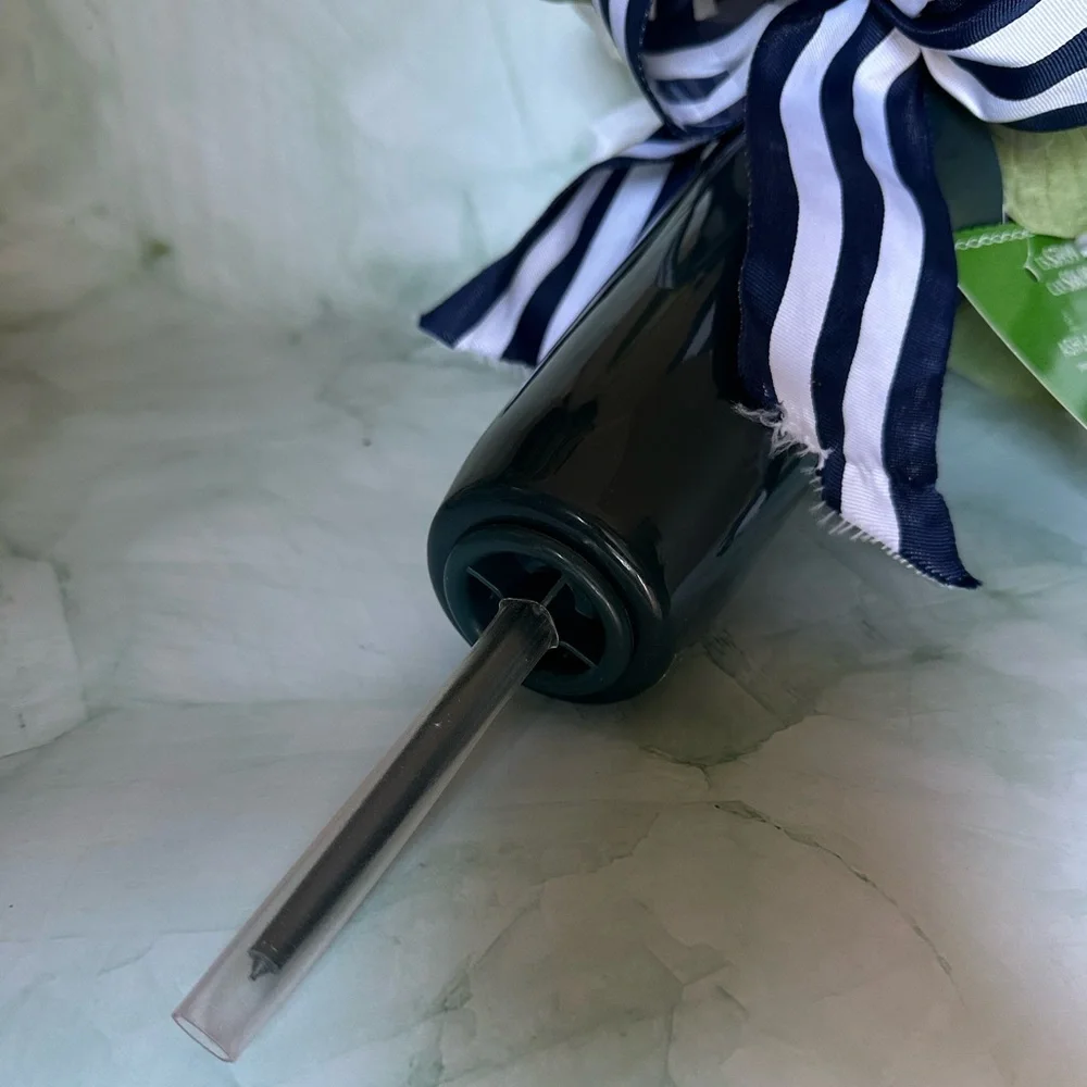New with Tags Blue & White Artificial Floral Cone Arrangement with Striped Bow
